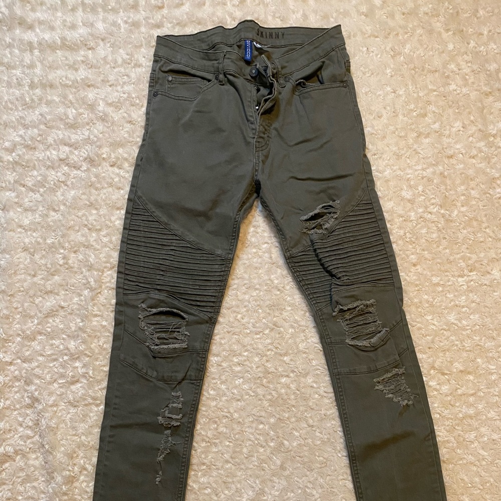 H&M Divided Army Green patterned jeans, size 30